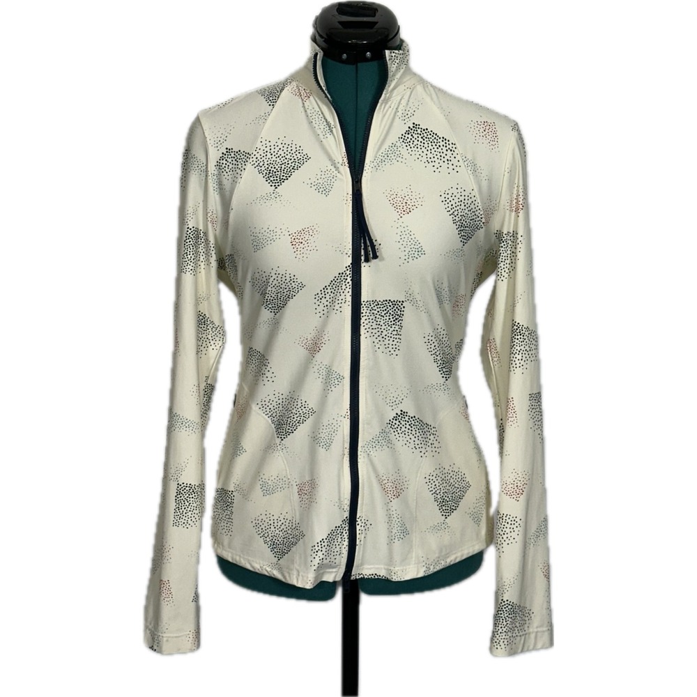 Carve Designs Lake Sunshirt‎ Rash Guard Full Zip Up Front Medium Printed Cream